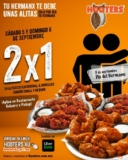 Promoción Hooters Día del Hermano: 2×1 en alitas y boneless hoy y mañana