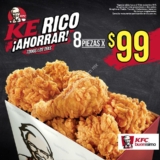 Promoción KE rico KFC: 8 piezas de pollo a $99 ahora todos los días