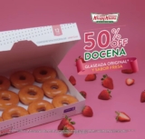 En Krispy Kreme docena glaseada o sabor fresa a mitad de precio y cupón de 15% adicional para siguiente compra