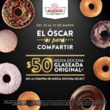 Promoción Krispy Kreme premios Oscar: Media docena glaseada a $50 en la compra de media docena Select (sólo delivery)