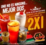 En Las Alitas 2×1 en drinks y licores sólo hoy 15 de septiembre