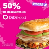 Promoción Tortería Las Juanas: 50% de descuento al pedir por Didi Food