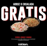 En Nikkori Sushi arroz o ensalada gratis en la compra de un rollo los fines de semana