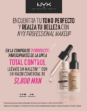 Promoción Nyx Makeup: Compra 3 productos de la línea Total Control y llévate un maletín con valor de $1800