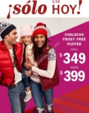 En Old Navy Chalecos Frost free a $349 niños y $399 adultos sólo hoy sábado