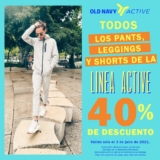 En Old Navy 40% de descuento en pants, leggings y shorts de la línea Active sólo hoy