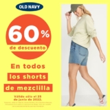 En Old Navy 60% de descuento en todos los shorts de mezclilla sólo hoy