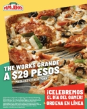 Promoción papa Johns Día del Gamer: Pizza The Works a sólo $29 en la compra de una pizza signature