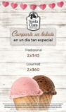 Promoción San Valentín helados Santa Clara: 2 helados tradicionales por $45 ó 2 helados gourmet por $60