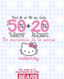 En Sears hasta 50% de descuento + 20% adicional en mercancía Hello Kitty