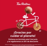 Promoción Tim Hortons Día del Medio Ambiente: 20% de descuento si vas en bicicleta hoy