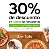 Promoción Uber Eats: 30% de descuento en todos los restaurantes hasta hoy 18 de septiembre