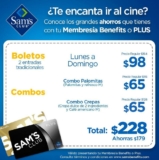 Promociones Sams Club en Cinépolis con membresía Benefits o Plus: Boletos y combos a precio de descuento