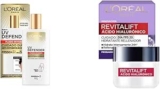 Combo Loréal Paris con protector solar UV Defender Fluido Invisible + crema anti-arrugas Revitalift ácido hialurónico baja de precio
