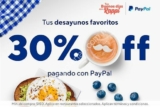 Promoción Rappi Desayunos de 30% de descuento al pagar con Paypal