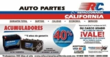En Refaccionarias California 40% de descuento en baterías para auto + descuento al llevar un casco usado
