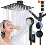 Juego de 2 regaderas de baño de acero inoxidable con regadera de techo + regadera de mano con manguera bajan a un excelente precio