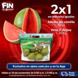 Sams Club Horas Extraordinarias Buen Fin Irresistible 20 de noviembre 2021: 2×1 en sandías y más