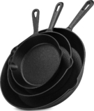 49% de descuento en juego de 3 sartenes de hierro fundido Utopia Kitchen a solo $510
