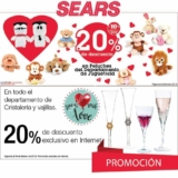 Promoción San Valentín Sears: 20% de descuento en muñecos de peluche y cristalería