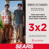 3×2 en ropa para playa sport para caballero en Sears hasta el 12 de abril 2026