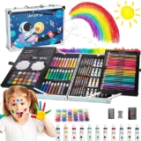 Set de arte profesional de 145 piezas con estuche metálico baja de precio