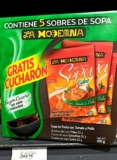Promoción sopas la Moderna cucharón Gratis en empaques marcados