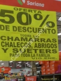 En Soriana 50% de descuento todas las chamarras, abrigos, sueteres y chalecos