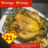 Soriana oferta del día 3 de abril: pollo entero a $21.90 el kilo