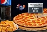 En Soriana paquete Super Bowl de pizza familiar + papas gajo + refresco por $148