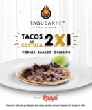 2×1 en tacos de costilla en taquearte los fines de semana de junio al pedir por Rappi