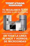 Promoción Temporada Naranja 2019: $300 de descuento por cada $1000 de compra en línea blanca y microondas