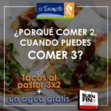 Promoción Tizoncito El Buen Fin 2015: 3X2 en tacos al pastor y agua GRATIS