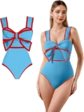 Traje de baño para mujer con adorno de moño baja a un precio muy bueno
