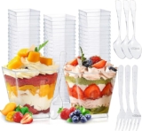 Juego de 50 vasos de postre con tenedores y cucharas bajan a un excelente precio