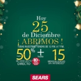 Venta Especial Sears 25 de diciembre: Hasta 50% de descuento + hasta 15 meses sin intereses