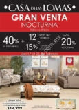 Venta Nocturna mueblería Casa de las Lomas con descuentos de 40% + 15% + 20%