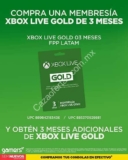 En Gamers 3 meses de Xbox Live Gold GRATIS en la compra de una tarjeta Xbox Live Gold de 3 meses