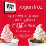 Promoción Yogen Fruz El Buen Fin 2016: Segundo helado a mitad de precio